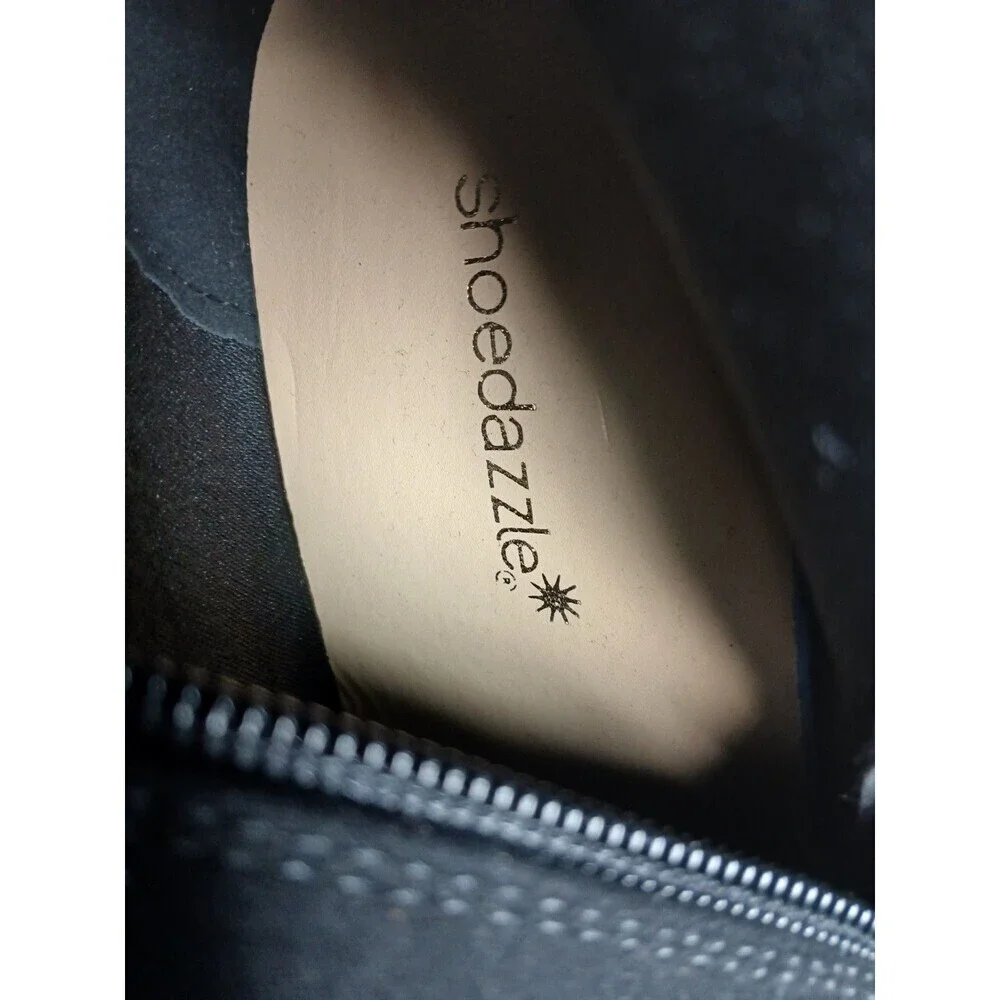 Black Knee High Lace Up Heeled Boots Buckle Detail Women’s ShoeDazzle 9